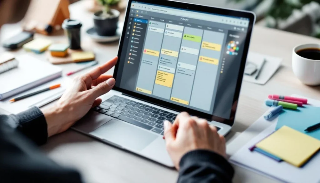 User organizing daily tasks with digital time management and productivity software.