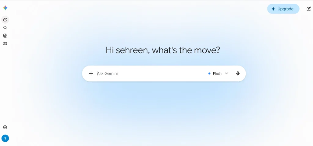 Home page of Google Gemini