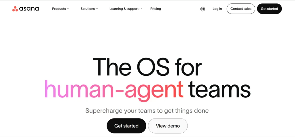 Home page of Asana