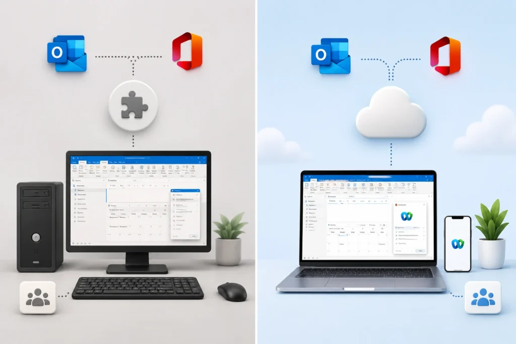 Comparison of legacy Webex Productivity Tools and modern Webex Scheduler
