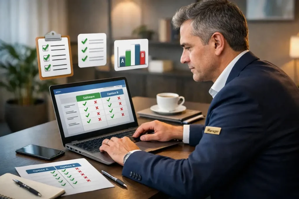 User comparing different productivity tools before selecting the right software.