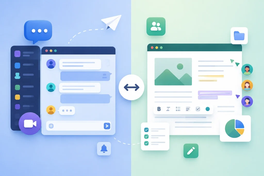 Team messaging and collaborative project workspace comparison